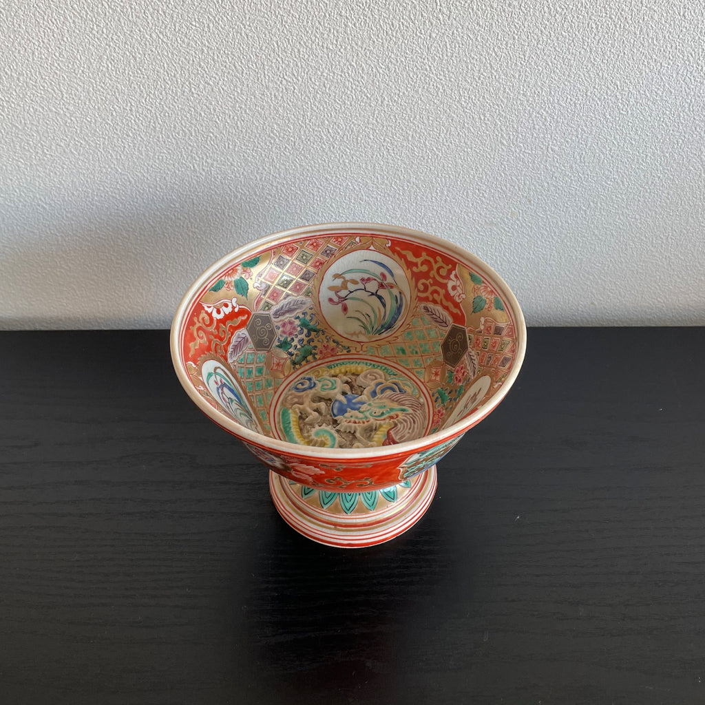 龍彫刻 脚付き鉢