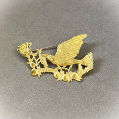 bird and flower brooch size L