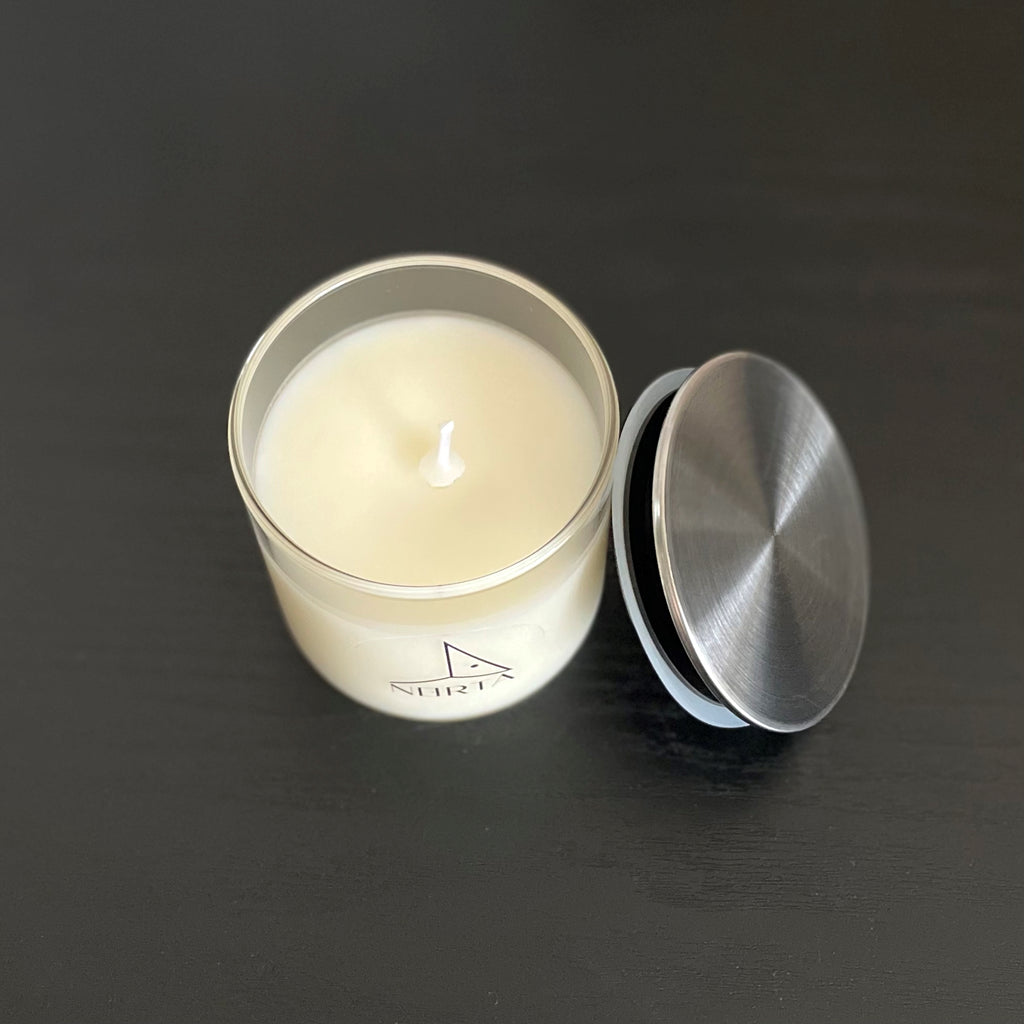 Massage oil candle, glass pot