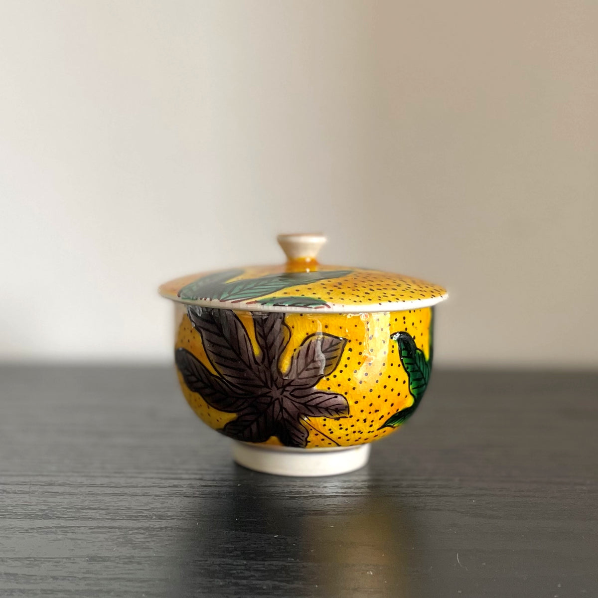 古九谷写し絵 蓋つき茶碗