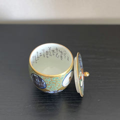 九谷ビンテージキャンドル 蒼窓蓋つき茶碗
